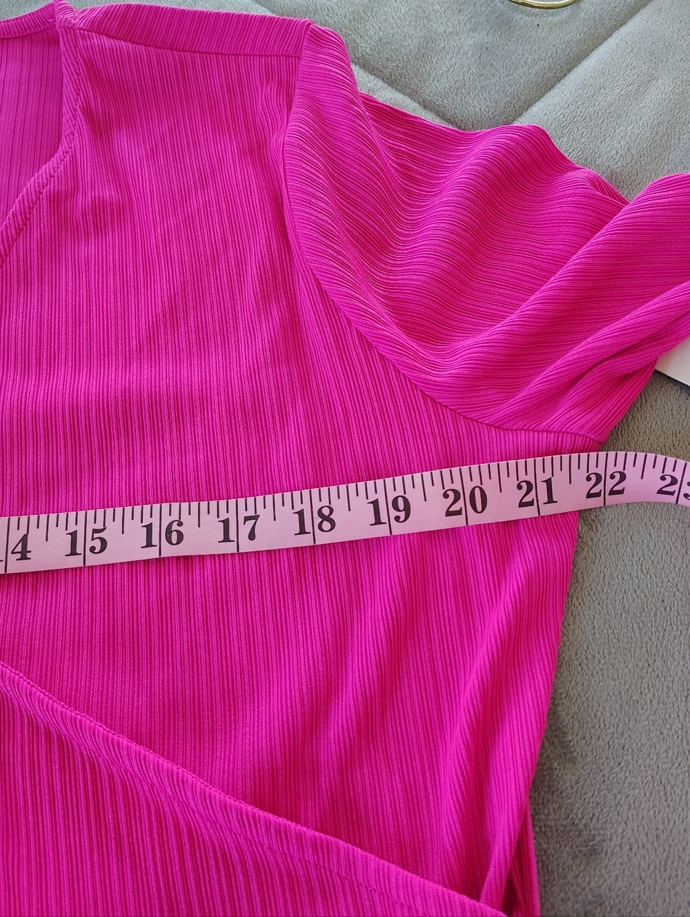 Nine West Textured Pink Ribbed Wrap Top XL - Picture 9 of 12